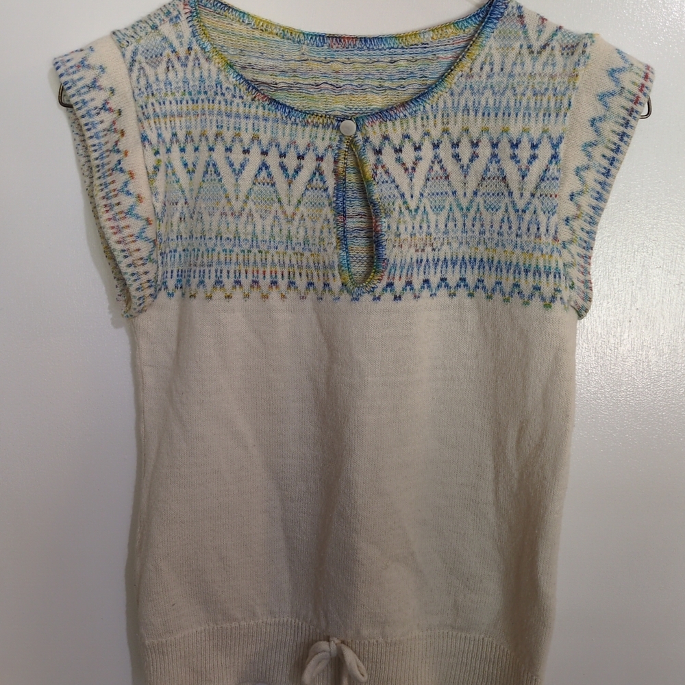Vintage Knit Shirt with Front Tie- Possibly 70s- size XS- Some Flaws